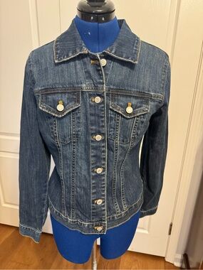GAP Women's Blue Denim Button-Front Jacket